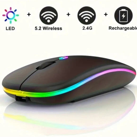 Wireless Rechargeable LED Mouse - Gray - Picture 7 of 8